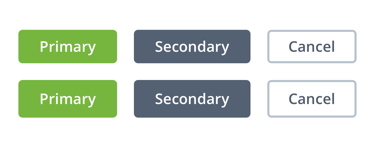 Button style hierarchy showing primary, secondary, and general button variants