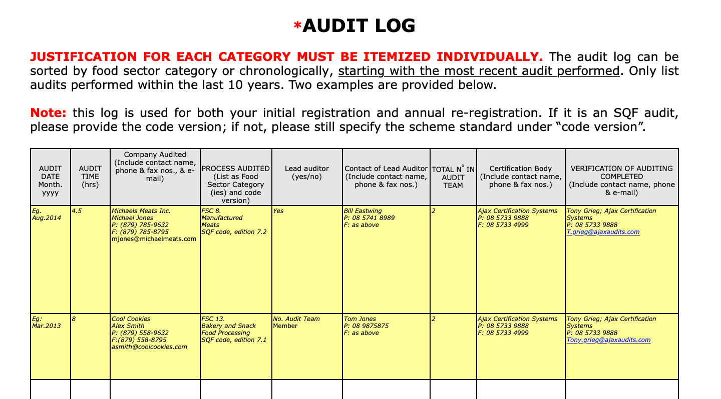 audit log